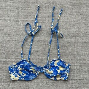 J. Crew Blue and Butter Yellow Floral Bikini Top